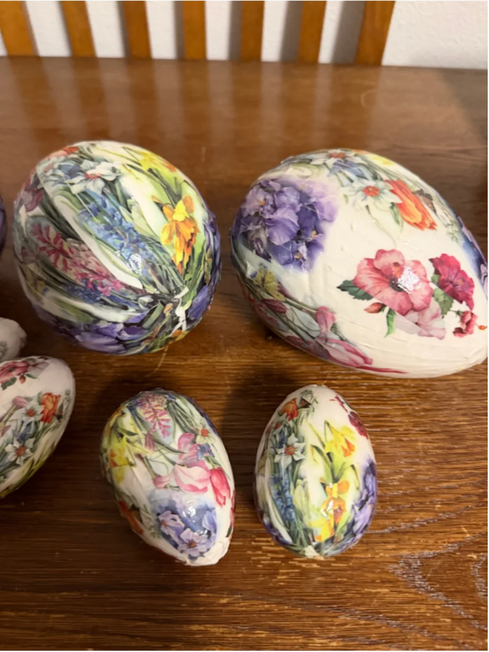 Vintage Floral Decoupage Paper Easter Eggs Lot of 8 Large & Small Spring Holiday